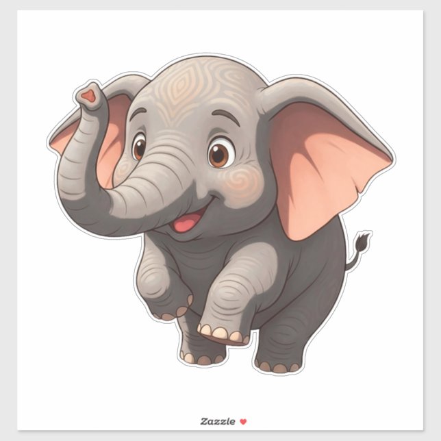 Adesivo Desenho de Elefante Bebê Adorável (Folha)