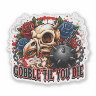 Adesivo Desenho de Esqueleto de Pássaro 'Gobble Til You Di