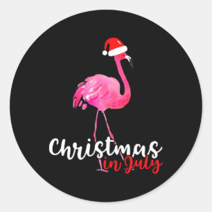 Adesivo Desenho de Flamingo de Natal em Julho com Chapéu d