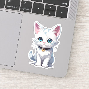 Adesivo Desenho de Gato Branco Charme