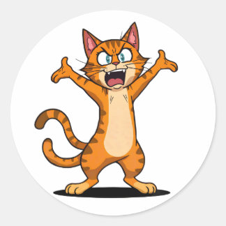 Adesivo Desenho de Gato Laranja Rajado Zangado