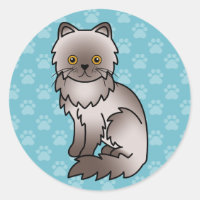 Desenho de gato persa lilás em azul