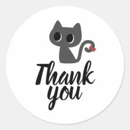 Adesivo Desenho de Gato Preto Adorável Agradecido