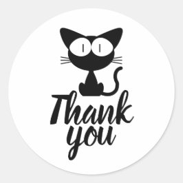 Adesivo Desenho de Gato Preto Fofo Obrigado
