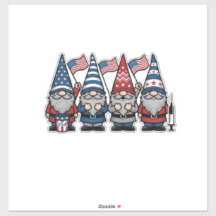 Adesivo Desenho de Gnome Patriota Enfermeira Vetor Gravura