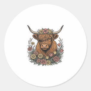Adesivo Desenho de gravura vintage de vaca das Terras Alta