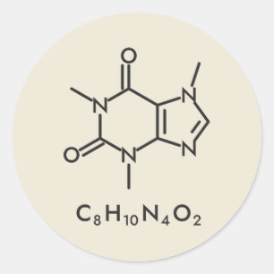 Adesivo Desenho de Linha da Molécula de Cafeína Química
