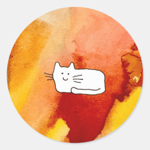 Adesivo Desenho de Linha de Gato de Desenho Animado