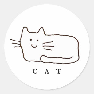 Adesivo Desenho de Linha de Gato de Desenho Animado