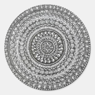 Adesivo Desenho de Mandala de Arte Original a Lápis