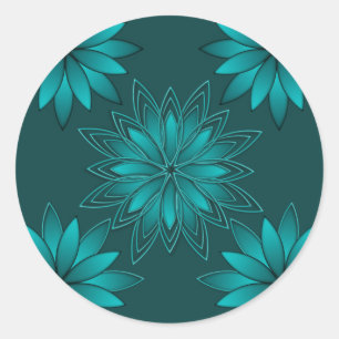 Adesivo Desenho de Mandala de Folha Verde-azulado em Ciano