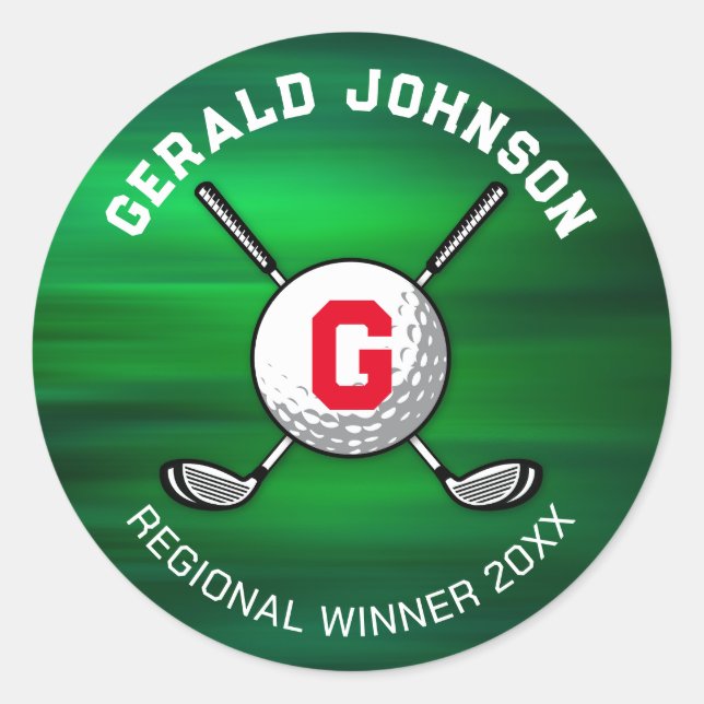 Adesivo Desenho de Monograma de Golfe Elegante Minimalista (Frente)