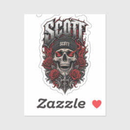 Adesivo Desenho de Nome Personalizado Scott Gothic Skull