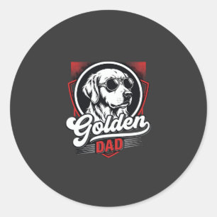 Adesivo Desenho de Óculos de Sol Golden Dad Golden Retriev