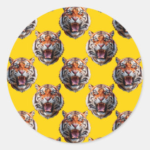 Adesivo Desenho de padrão de cabeça de tigre amarelo
