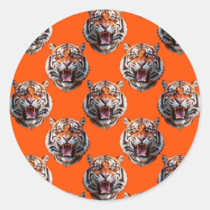Adesivo Desenho de padrão de cabeça de tigre laranja