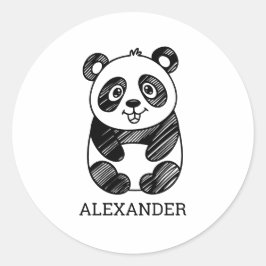 Adesivo Desenho de Panda Branco e Preto Minimalista
