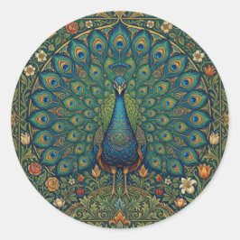 Adesivo Desenho de pavão boêmio vintage elegante