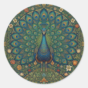 Adesivo Desenho de pavão boêmio vintage elegante