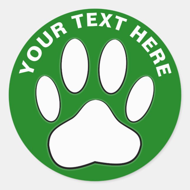 Adesivo Desenho de Pegada Branca de Paw com Texto Personal (Frente)