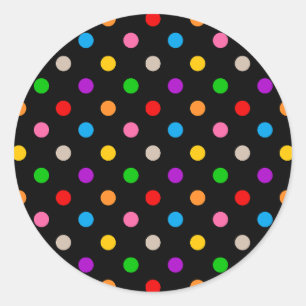 Adesivo Desenho de Pontos Coloridos Arco-íris Preto