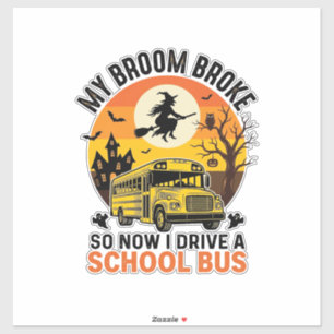 Adesivo Desenho de professor vintage de bruxa de ônibus es