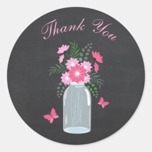 Adesivo Desenho de Quadro Negro Floral Pote de Mason