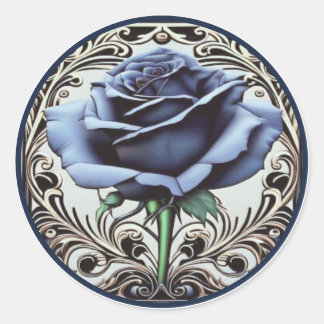 Adesivo Desenho de Rosa Azul Art Nouveau Elegante