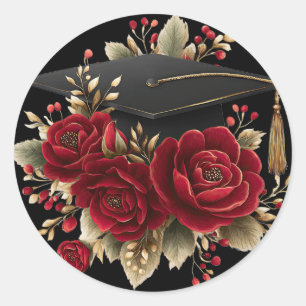 Adesivo Desenho de Rosas e Gorro de Graduação