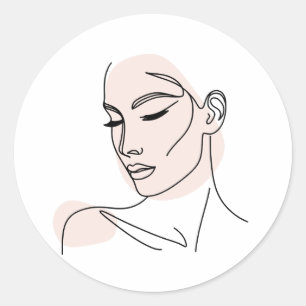 Adesivo Desenho de rosto de mulher de uma linha n.o 2