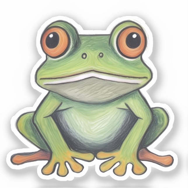 Adesivo Desenho de sapo com lápis de cor (Frente)