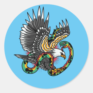 Adesivo Desenho de Tatuagem Águia vs Cobra