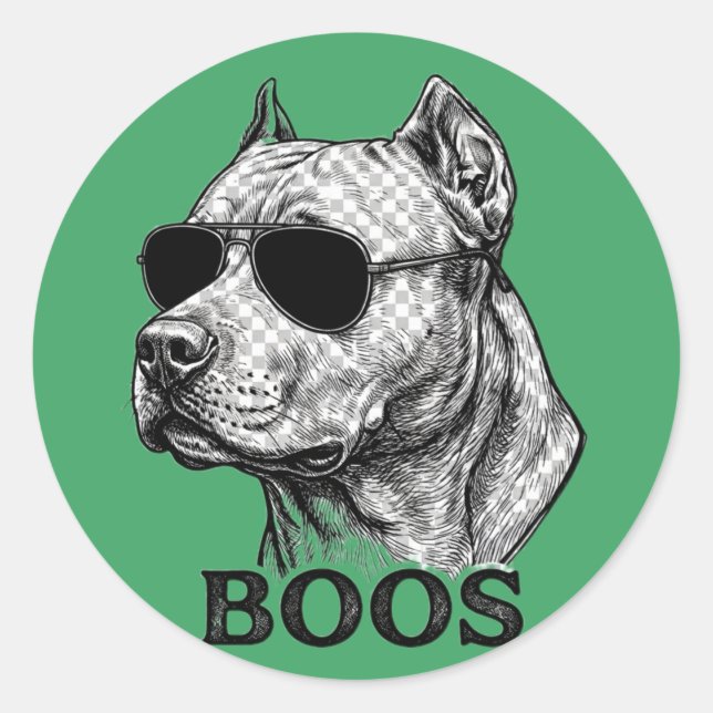 Adesivo Desenho de tatuagem de Pitbull com óculos de sol B (Frente)