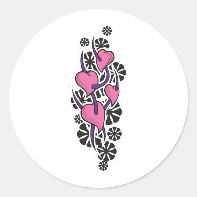 Adesivo Desenho de Tatuagem Espinhos e Corações (Frente)