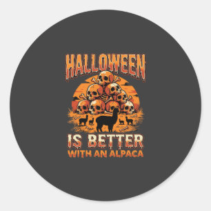Adesivo Desenho de Terror Retro Halloween Alpaca Caveira P