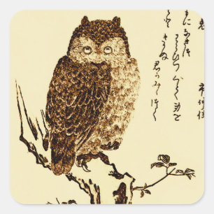 Adesivo Desenho de tinta japonesa de uma coruja