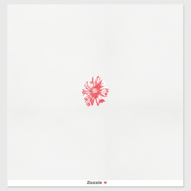 Adesivo desenho de uma flor vermelha sobre fundo branco (Folha)