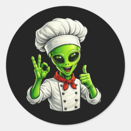 Adesivo Desenho Divertido de Chef Alien Culinária Espacial