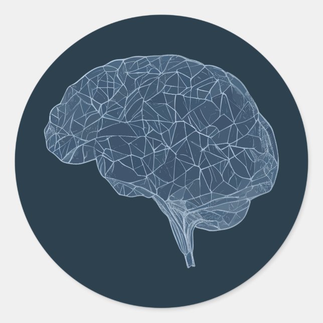 Adesivo Desenho do Cérebro Poligonal - Rede Neural (Frente)