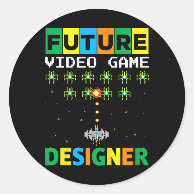 Adesivo Desenho do Jogo do Desenvolvedor de Vídeo do Futur (Frente)