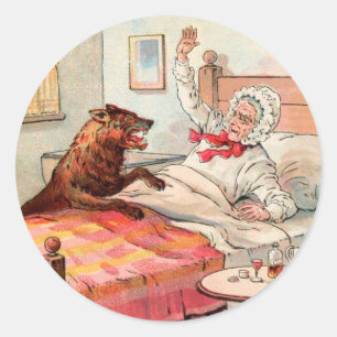 Adesivo Desenho do vintage: Avó e o lobo