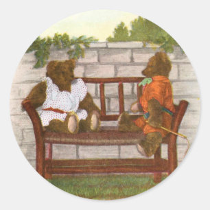 Adesivo Desenho do vintage: Ursos de ursinho em um banco
