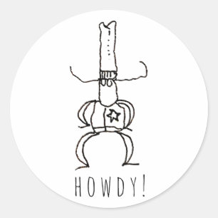 Adesivo Desenho doodle de cowboy Howdy Cartoon