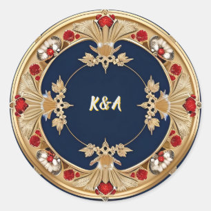 Adesivo Desenho Floral Circular Dourado Ornamentado