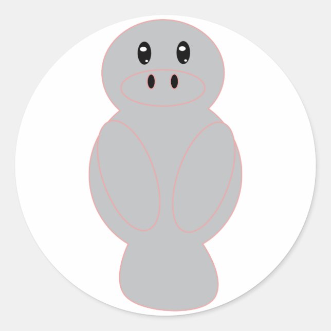 Adesivo Desenho Fofo de Peixe-Boi Cinza – Minimalista Ador (Frente)