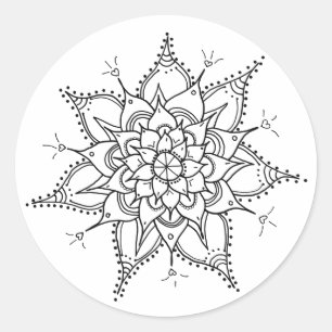 Adesivo Desenho Mão, Mandala, Preto e Branco, Zen, Coraç