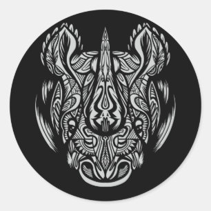 Adesivo desenho ornamental de rosto de rinoceronte