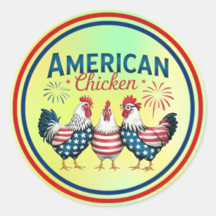 Adesivo Desenho Patriótico Americano de Frango de 4 de Jul