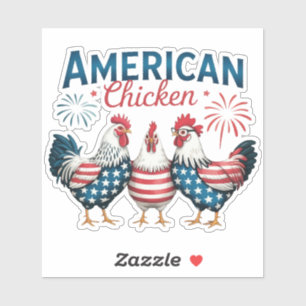 Adesivo Desenho Patriótico Americano de Frango de 4 de Jul