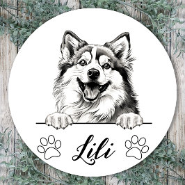 Adesivo Desenho Personalizado à Mão de Cachorro Pomsky